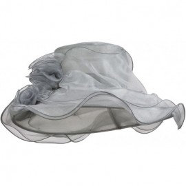 Sun Hats Two Tone Ruffle Accent Organza Hat - Grey - CB11XBRKP4H $41.26