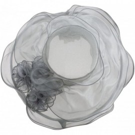 Sun Hats Two Tone Ruffle Accent Organza Hat - Grey - CB11XBRKP4H $41.26