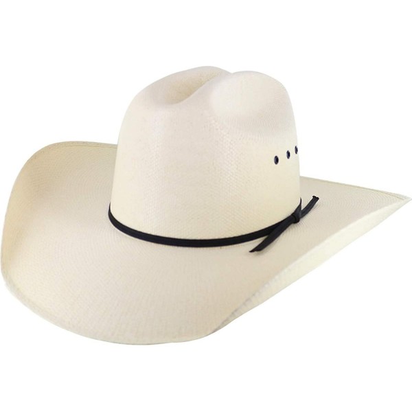 Cowboy Hats Men's Tie Straw Cowboy Hat - Cjsolidbng4.25 - Natural - CD188KL6A9R $37.11