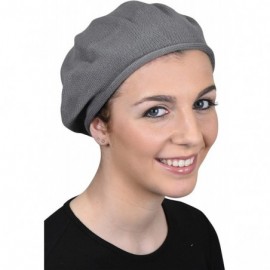 Berets Beret for Women 100% Cotton Solid - Grey - CK18QSE6S95 $22.13