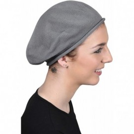 Berets Beret for Women 100% Cotton Solid - Grey - CK18QSE6S95 $22.13