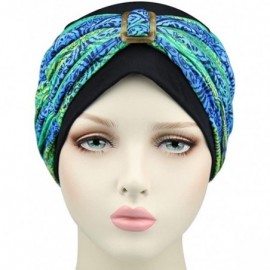 Skullies & Beanies Winter Beanie Hats Stylish Chemo Turban Headwear for Women - Soft- Stylish- Warm - Green Blue Pattern - C5...