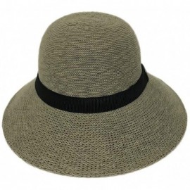 Sun Hats Packable Half Turn Brim One Size Fits Most Cotton Blend Sun Hat with Black Trim Detail - Olive Green - CZ18RDX72LZ $...