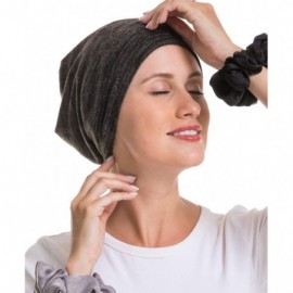 Skullies & Beanies Satin Silk Lined Sleep Cap - Beanie Slap Hat-Amazing Soft Chome Cap - Black-fg - CW18WTN26DA $16.71