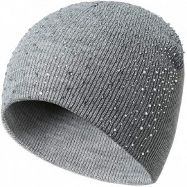 Skullies & Beanies Stretch Knitted Hairball Knitting - Gray - CD18A2L0K2D $7.86