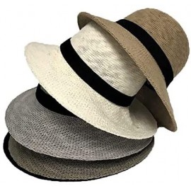 Sun Hats Packable Half Turn Brim One Size Fits Most Cotton Blend Sun Hat with Black Trim Detail - Olive Green - CZ18RDX72LZ $...