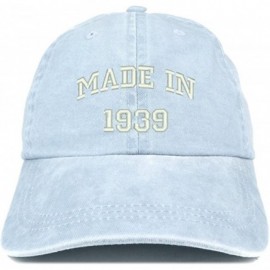 Baseball Caps Made in 1939 Text Embroidered 81st Birthday Washed Cap - Light Blue - CY18C7HUR0O $33.14