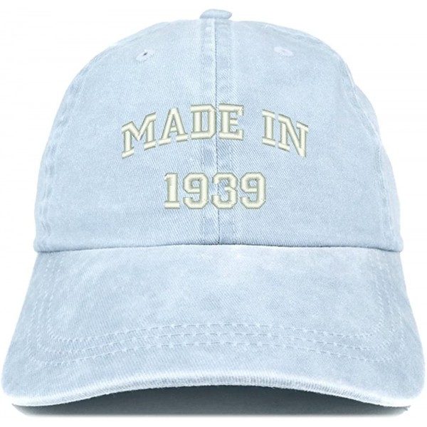 Baseball Caps Made in 1939 Text Embroidered 81st Birthday Washed Cap - Light Blue - CY18C7HUR0O $19.26