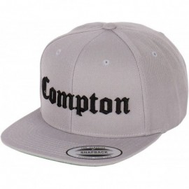 Baseball Caps Compton Embroidery Flat Bill Adjustable Yupoong Cap - Silver - CV129AOFFEX $31.73