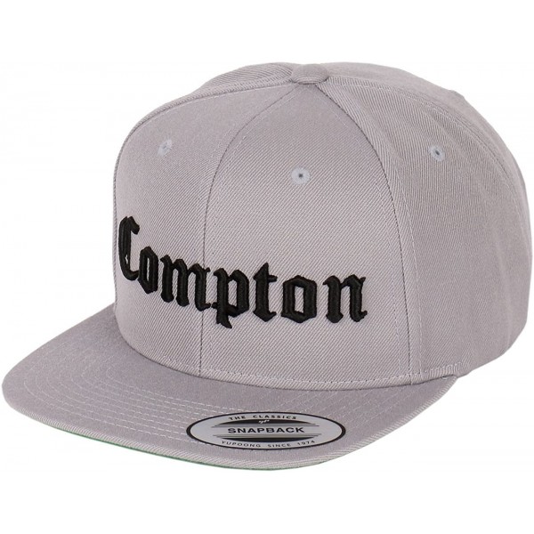 Baseball Caps Compton Embroidery Flat Bill Adjustable Yupoong Cap - Silver - CV129AOFFEX $16.50