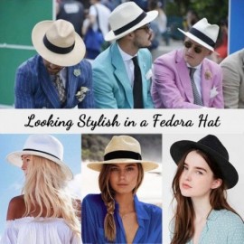 Fedoras Fedora Hats for Women DIY Band Belt Buckle Wool or Straw Wide Brim Beach Sun Hat - CU194RYMZY4 $28.04