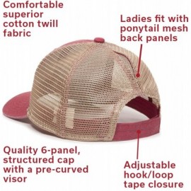 Baseball Caps Ladies Washed Cotton Structured Ponytail - Red - CH18XT3KN9M $13.14