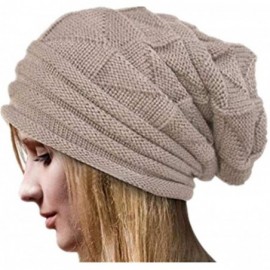 Skullies & Beanies Women Winter Crochet Hat Wool Knit Beanie Warm Caps - Beige - CE18I0DOM5Z $17.38