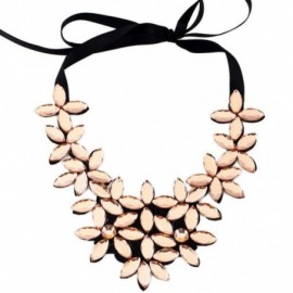 Headbands Flower Ribbon Chain Short Necklace Pendant Crystal Choker Chunky Collar Necklace (Gold) - Gold - CZ12ODPDY6E $8.72