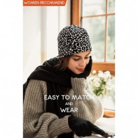 Skullies & Beanies Women Winter Fleece Beanie Gloves Scarf Set - Leopard Black - C618A2WUUEN $10.61