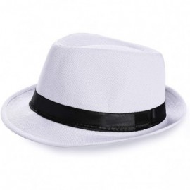 Fedoras 1920s Panama Fedora Hat Cap for Men Gatsby Hat for Men 1920s Mens Gatsby Costume Accessories - White - CI18NIHWRZZ $3...