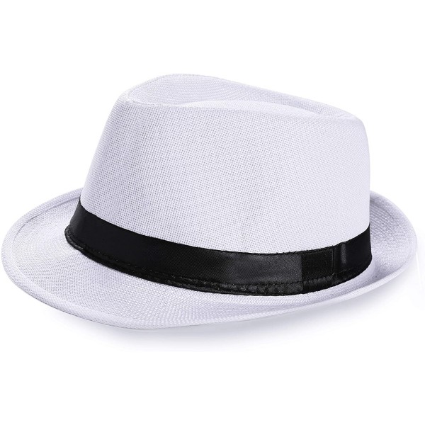 Fedoras 1920s Panama Fedora Hat Cap for Men Gatsby Hat for Men 1920s Mens Gatsby Costume Accessories - White - CI18NIHWRZZ $1...