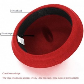 Fedoras Cat Ear Wool Bowler Hats - Cute Derby Fedora Caps with Roll-up Brim for Youth Petite - Red - CE12N35MDTP $10.78