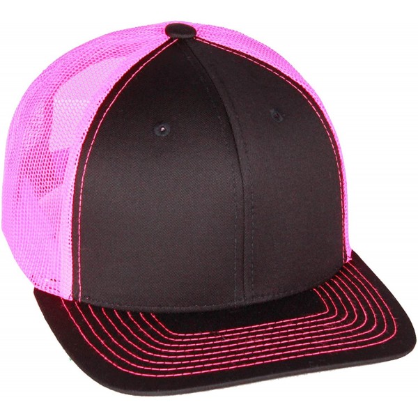 Baseball Caps Vintage Retro Style Plain Two Tone Trucker Hat Adjustable Snapback Baseball Cap - Black Pink - CI192CENI9T $18.36