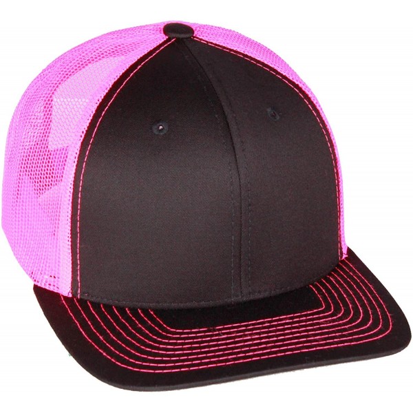 Baseball Caps Vintage Retro Style Plain Two Tone Trucker Hat Adjustable Snapback Baseball Cap - Black Pink - CI192CENI9T $11.66