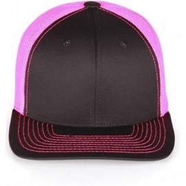 Baseball Caps Vintage Retro Style Plain Two Tone Trucker Hat Adjustable Snapback Baseball Cap - Black Pink - CI192CENI9T $18.36