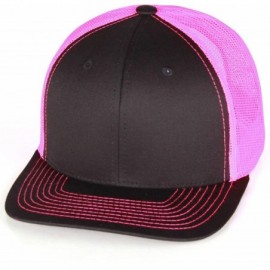 Baseball Caps Vintage Retro Style Plain Two Tone Trucker Hat Adjustable Snapback Baseball Cap - Black Pink - CI192CENI9T $11.66