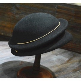 Fedoras Vintage Wool Felt Cloche Bucket Bowler Hat Women Ladies Church Wedding Fascinator Formal Dress Hat Winter Fedoras - C...