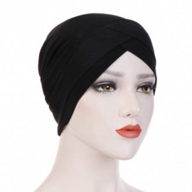 Skullies & Beanies Muslim Ruffle Fashion Headbands - Black - CF18TKS95AA $10.75