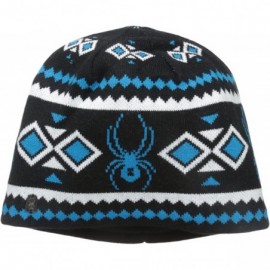 Skullies & Beanies Men's Courmayeur Hat - Black/Electric Blue/White - CP11VYYFALV $26.12