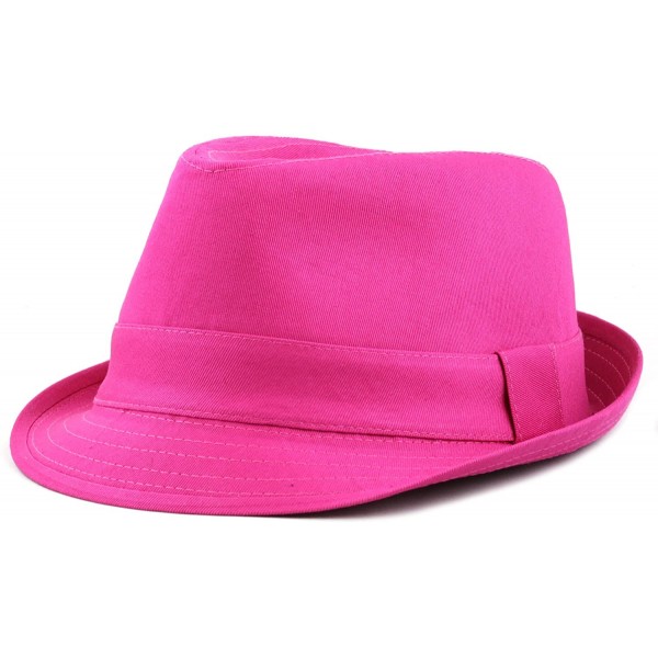 Fedoras 100% Cotton Paisley Lining Premium Quality Fedora Hat - Hot Pink - CG12CQSRM9H $15.27