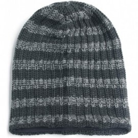 Skullies & Beanies Unisex Beanie Hat Slouchy Knit Cap Skullcap Stripe Baggy Style 1009 - Darkgrey - CG128MYZDJ5 $10.34