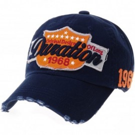 Baseball Caps Vintage Baseball Cap Distressed Emboridery Trucker Hat KR1737 - Navy - CC18422XUKZ $28.21