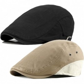 Newsboy Caps 2 Pack Men's Cotton Flat Cap Ivy Gatsby Newsboy Hat - B - CA1822GAHIN $13.04