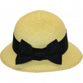 Sun Hats Straw Packable Sun Hat - Wide Front Brim and Smaller Back - Natural/ Black - CI11AW72WPX $17.92