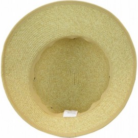 Sun Hats Straw Packable Sun Hat - Wide Front Brim and Smaller Back - Natural/ Black - CI11AW72WPX $17.92