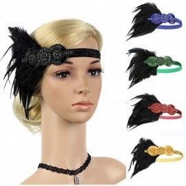 Headbands 1920s Headpiece Feather Flapper Headband Great Gatsby Headdress Vintage Accessory - Black -1 - CT18K6KK7QQ $9.71