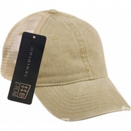 Baseball Caps Low Profile Unstructured HAT Twill Distressed MESH Trucker CAPS - Khaki - CY12NV8R8GC $9.67