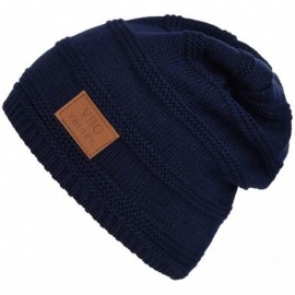 Skullies & Beanies 2-Pieces Winter Beanie Hat Scarf Set Warm Knit Hat Thick Knit Skull Cap for Men Women - New Blue - C6186EW...