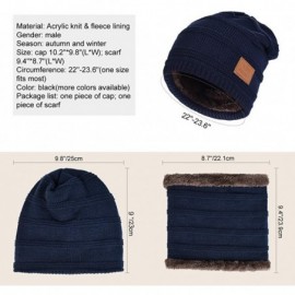 Skullies & Beanies 2-Pieces Winter Beanie Hat Scarf Set Warm Knit Hat Thick Knit Skull Cap for Men Women - New Blue - C6186EW...