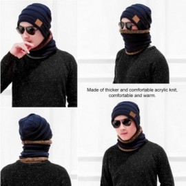 Skullies & Beanies 2-Pieces Winter Beanie Hat Scarf Set Warm Knit Hat Thick Knit Skull Cap for Men Women - New Blue - C6186EW...