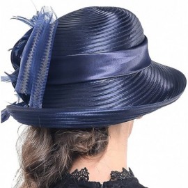 Sun Hats Church Hats for Women Tea Party Dress Hat for Ladies - Asymmetric Brime-navy - C812OD42M2I $34.63