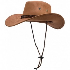 Cowboy Hats Mens Faux Felt Wide Brim Western Cowboy Hat Fedora Outdoor Party Hats - Brown - CD18OT0ANNN $28.50