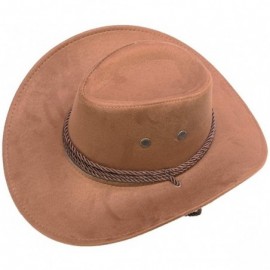 Cowboy Hats Mens Faux Felt Wide Brim Western Cowboy Hat Fedora Outdoor Party Hats - Brown - CD18OT0ANNN $14.43