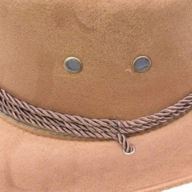 Cowboy Hats Mens Faux Felt Wide Brim Western Cowboy Hat Fedora Outdoor Party Hats - Brown - CD18OT0ANNN $28.50