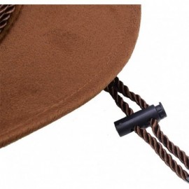 Cowboy Hats Mens Faux Felt Wide Brim Western Cowboy Hat Fedora Outdoor Party Hats - Brown - CD18OT0ANNN $14.43