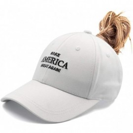 Baseball Caps Ponytail High Buns Ponycaps Baseball Adjustable - Maga White - CM18R3O8UUA $12.61