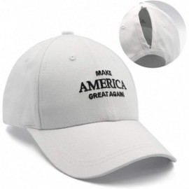 Baseball Caps Ponytail High Buns Ponycaps Baseball Adjustable - Maga White - CM18R3O8UUA $12.61