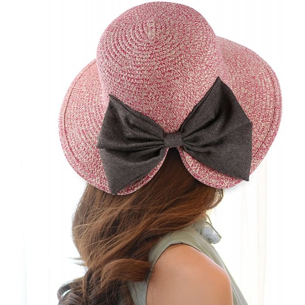 Sun Hats Womens Light Weight Bow Bucket Straw Sun Hat - Pink - CP182ARNAL8 $12.33