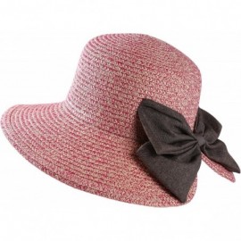 Sun Hats Womens Light Weight Bow Bucket Straw Sun Hat - Pink - CP182ARNAL8 $12.33