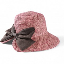 Sun Hats Womens Light Weight Bow Bucket Straw Sun Hat - Pink - CP182ARNAL8 $12.33